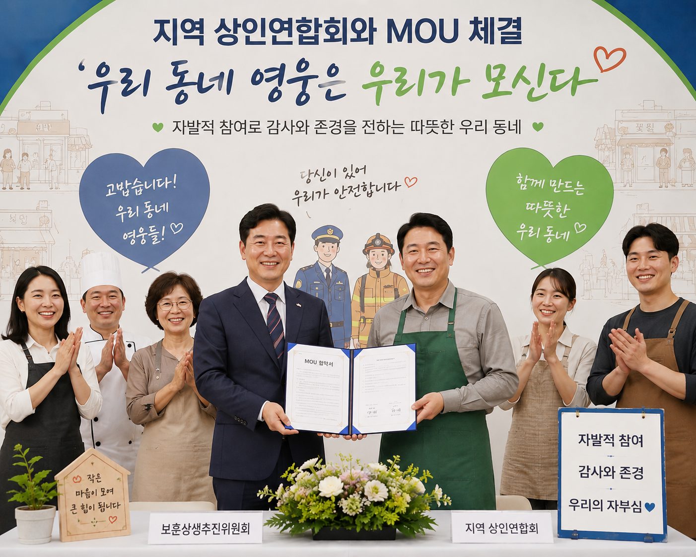 지역 상인연합회와 보훈상생 협약을 맺고 함께 웃는 사람들